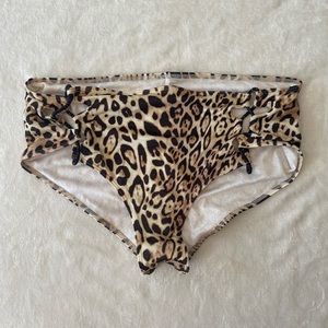 Victorias Secret Leopard Print High Waisted Bikini Bottom Size Large